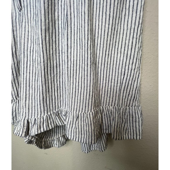 Hem Thread Womens Romper Ruffle Backless Smoked Halter Gray White Stripe Size M - Picture 3 of 9